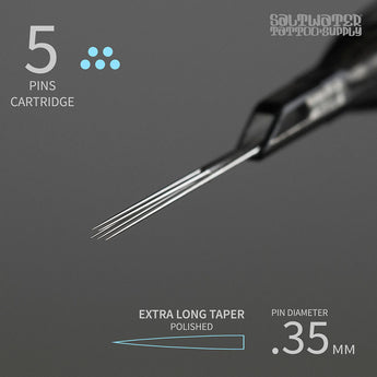 5 Cartridge Tips - Magnum Shaders Extra Long Taper