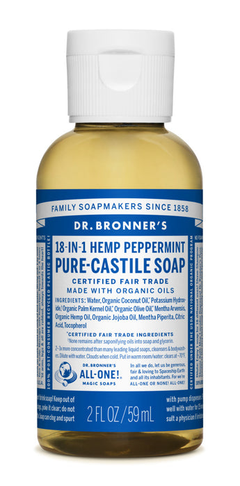 Dr Bronner's Peppermint Castile Liquid Soap - 2oz
