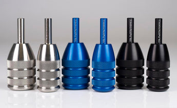 Aluminum and Stainless Cartridge Grips - 1" or 1.25" / Aluminum, Black & Blue